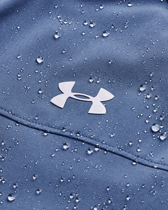 Women's UA Woven Branded Full Zip Hoodie in Blue image number 4